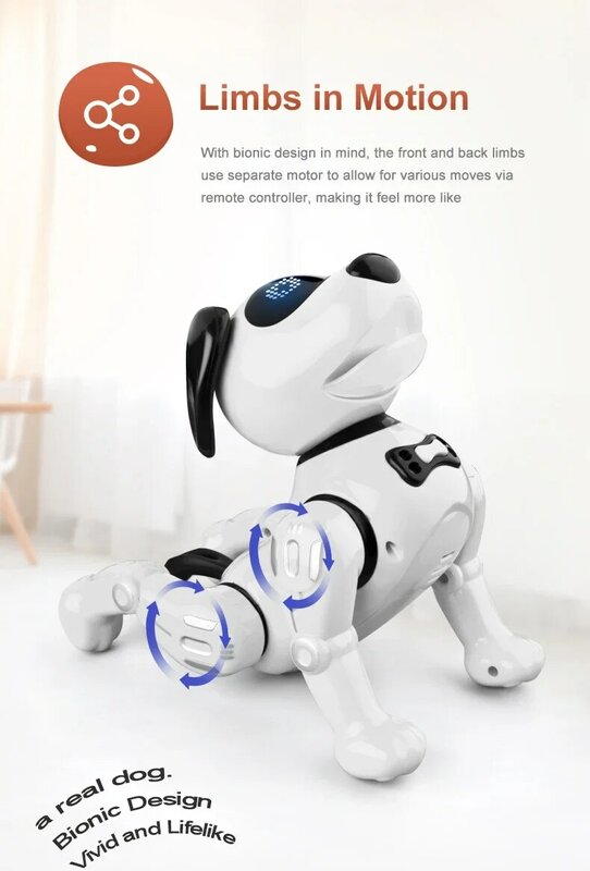 지능형 감지 대화형 강아지 RC 로봇, 음성 명령 로봇 핸드 스탠드, 춤추는 개 로봇