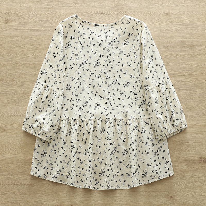 Женская винтажная блузка из 100% хлопка с рукавом три четверти и принтом