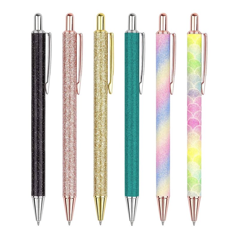 أقلام حبر جاف نقرة معدنية ، قلم لطيف ، نقطة حبر سوداء ، كميات كبيرة للكتابة ، مستلزمات مكتبية ومدرسية ، 6.