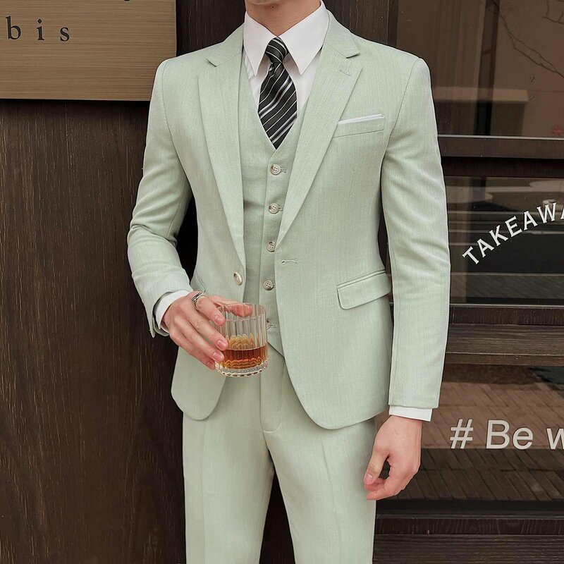 68 Men's thin British style suits slim fit drape handsome suits
