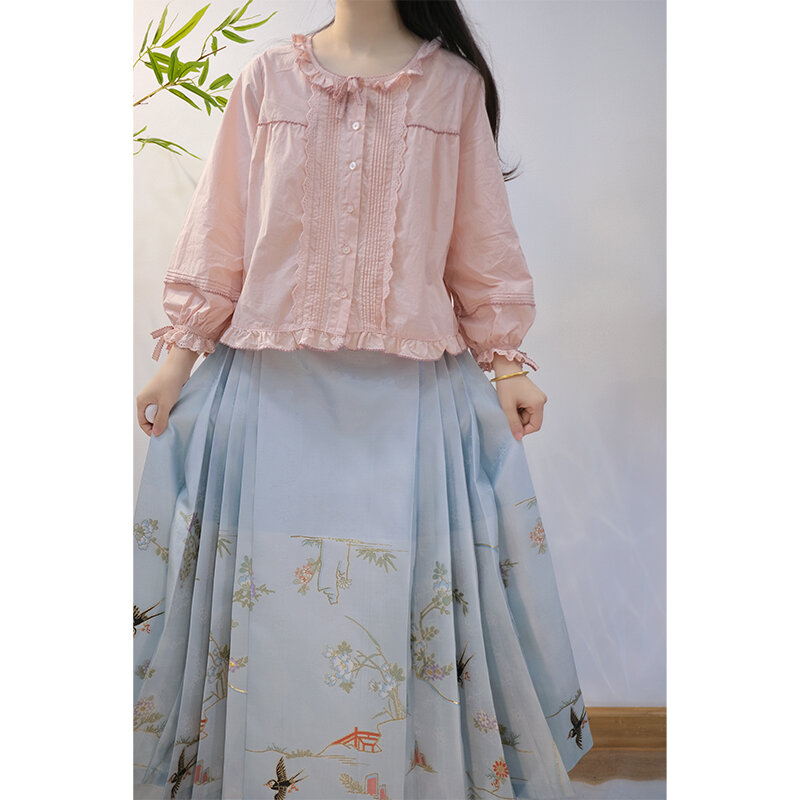Mingyuan xuan hanfu yinggeyanwuメイクアップ、模造サテン、ポケット付きプリーツ8ポイントホースフェイススカート、5ペア、4.5m