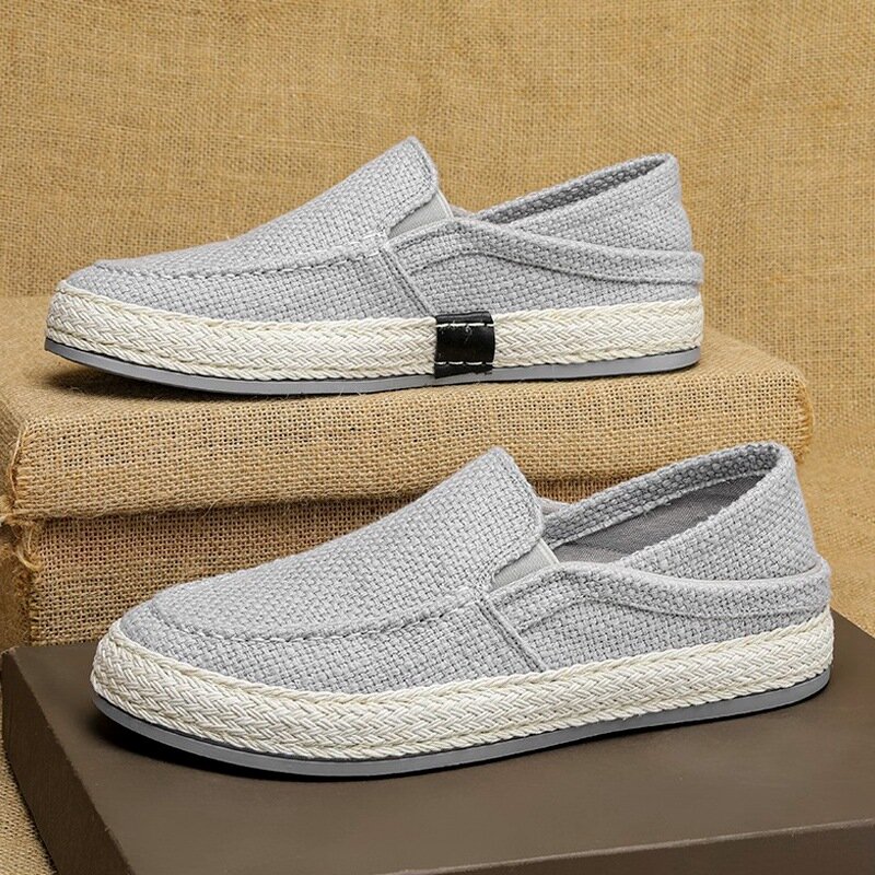 2024 New Loafers Classic Linen Slip on Casual Shoes Male Summer Lightweight Driving Shoes for Men Breathable Canvas Shoe Zapatos