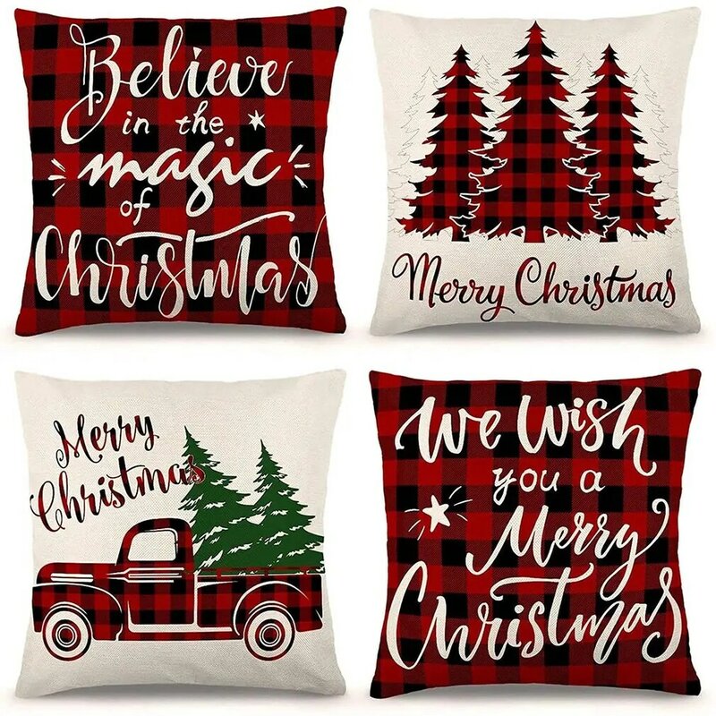 家庭用のメリークリスマス枕ケース、xmasクッションカバー、オーナメント枕カバー、新年の装飾、ホット、45x45cm、2024