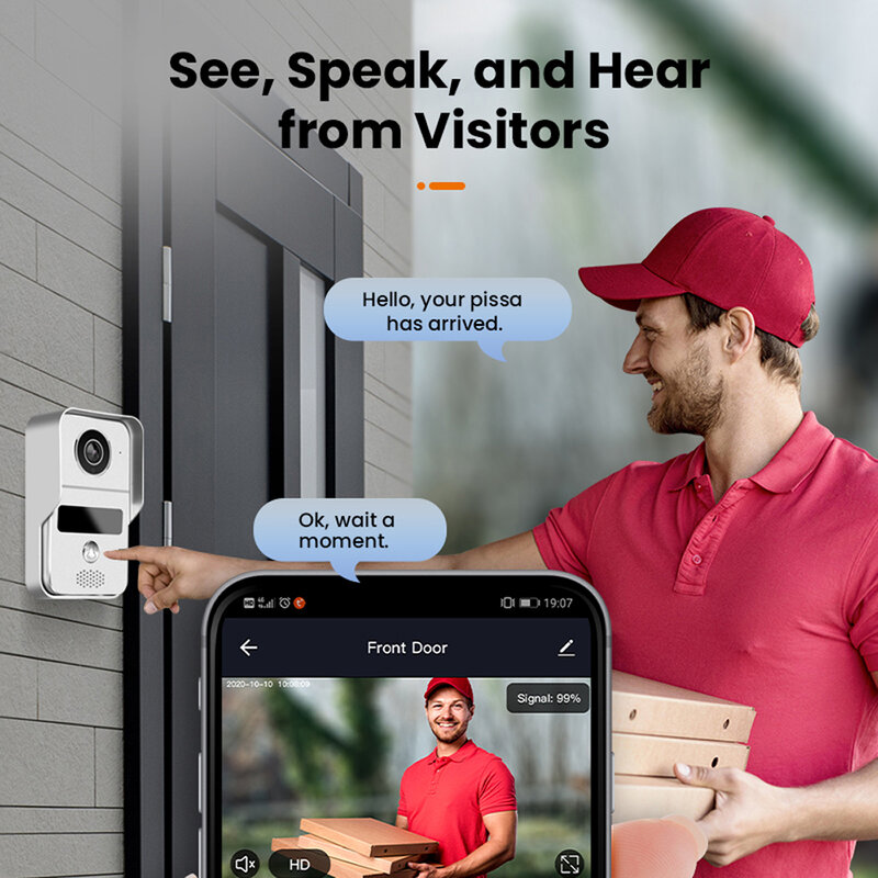 7 Inch Touchscreen Monitor Draadloze Wifi Smart Video Deurtelefoon Intercom Systeem Deurbel Camera Met 1080P Bedrade Deurbel Tuya