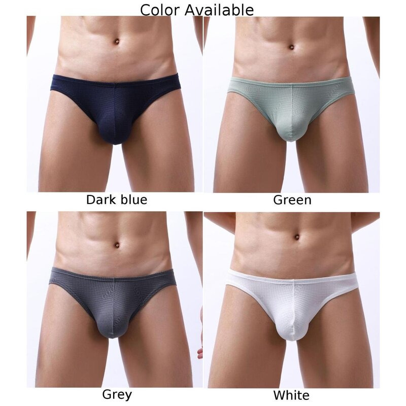 Solid Color Men's Soft Lingerie Bikini Briefs Trunks Underwear  Breathable Ice Silk Fabric  Comfortable Pouch Panties