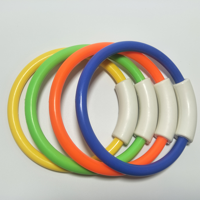 Anéis de mergulho colorido, natação subaquática Grab Toy, Acessório do treinamento, laranja, verde, amarelo, azul, 4pcs