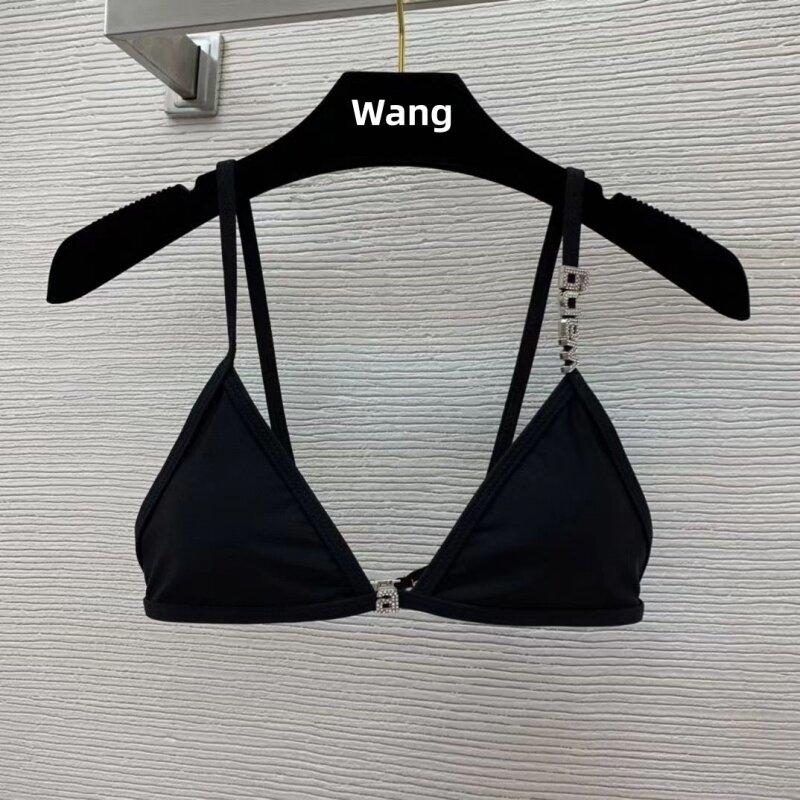 2024 nowy litera z cyrkonią Wang Bikini na plażę luksusowy projektant marki Y2K wysokiej jakości Sexy damski Bikini na plażę duet zestaw