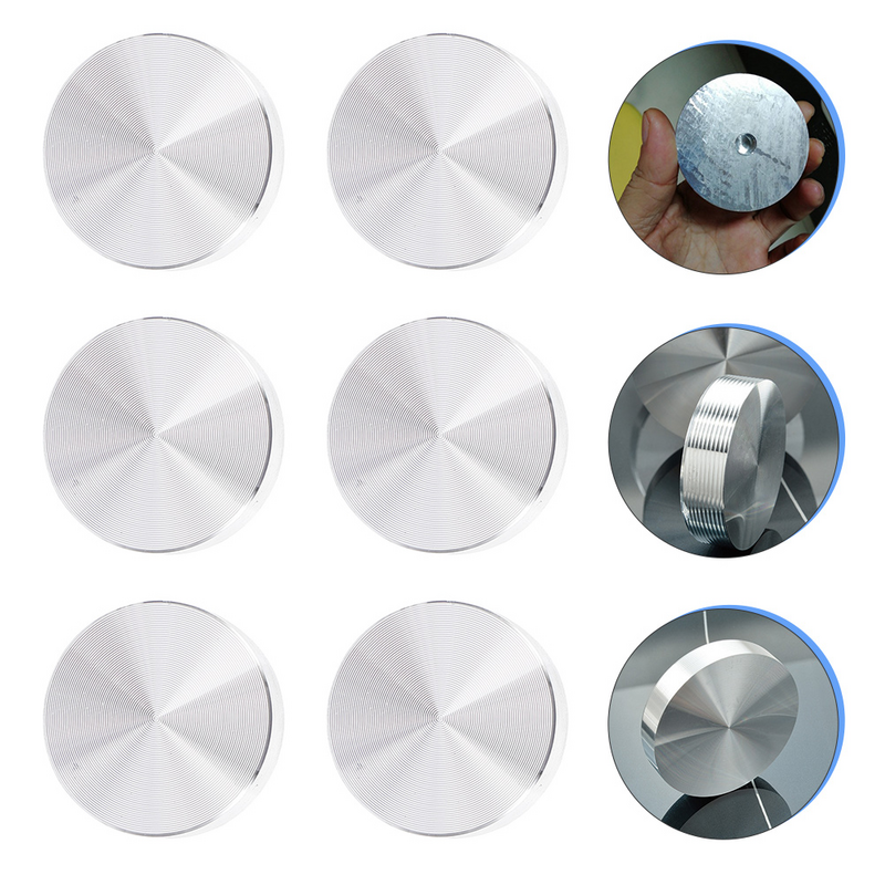 6 Pcs Nail Sticker Solid aluminium Cake Glass Tops Adapter Round Circle Disc Discs Table