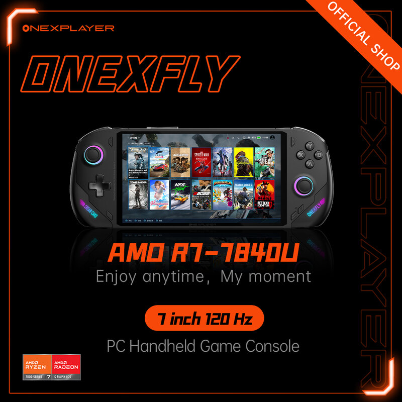 Onexfly คอมพิวเตอร์พกพาขนาด120Hz, คอนโซลเกมคอมพิวเตอร์พกพา7นิ้วกระเป๋า R7-7840U AMD แล็ปท็อปไอน้ำ3A เกมขาตั้งกล้องคอมพิวเตอร์ onexplayer
