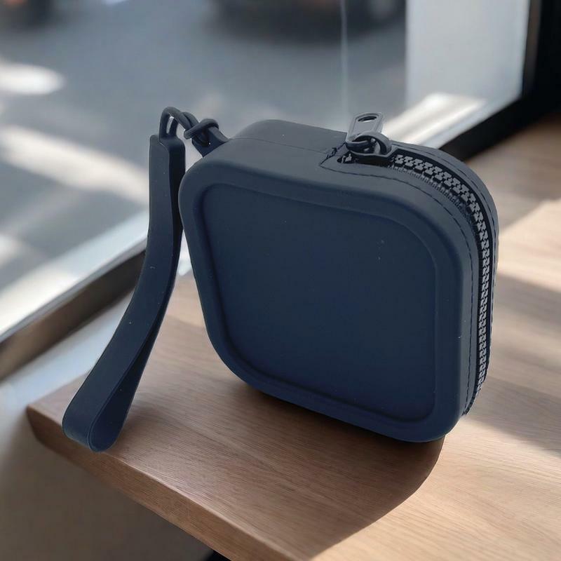Erwachsene Kinder Reiß verschluss Silikon Schlüssel Brieftaschen Kopfhörer Tasche Mini Silikon Aufbewahrung schlüssel Tasche Frauen Quadrat Silikon Geldbörse Tasche