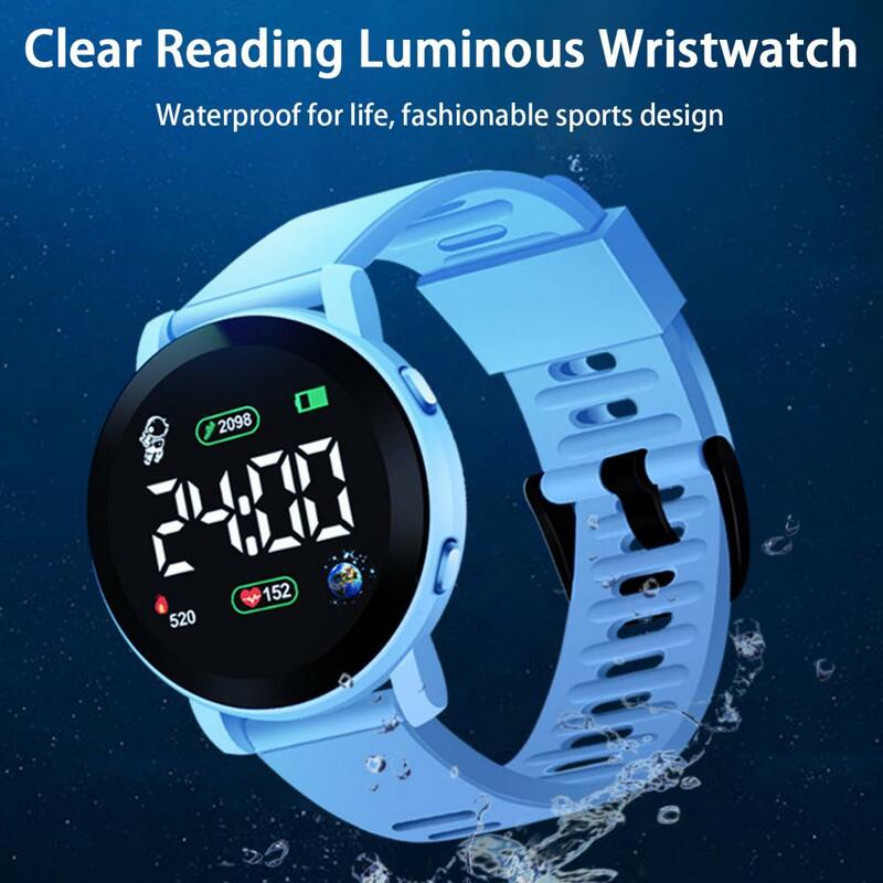 Jam tangan LED Digital anak, jam tangan olahraga modis elektronik tanggal otomatis tahan air kalender mingguan untuk anak laki-laki dan perempuan