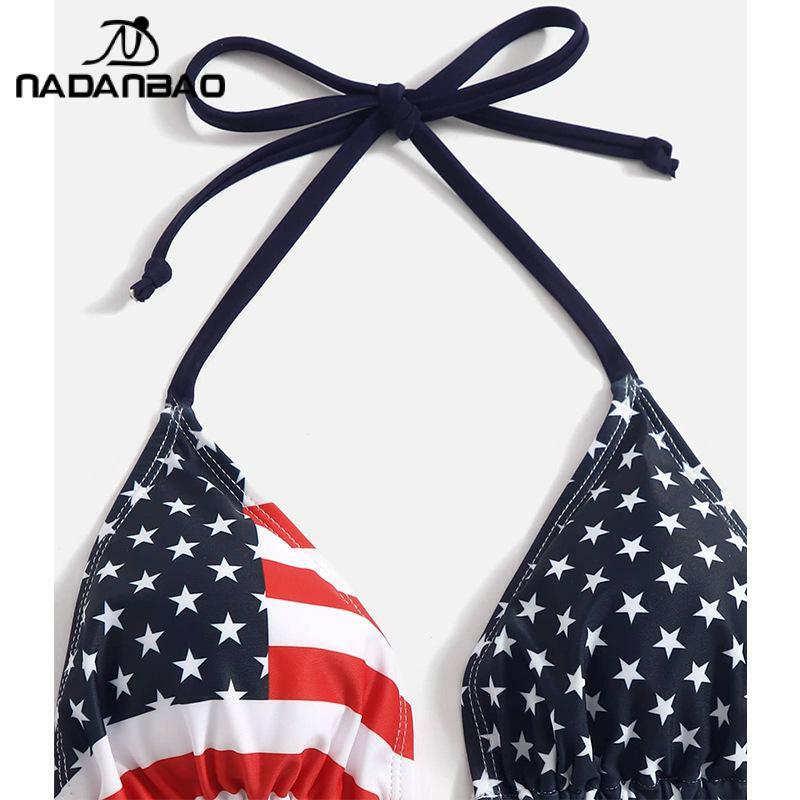 2023 البيكينيات موخير ملابس النساء البيكيني ملابس الشاطئ العلم الأمريكي بيكيني ثلاثية الأبعاد مطبوعة مثير ملابس السباحة الاستحمام الدعاوى