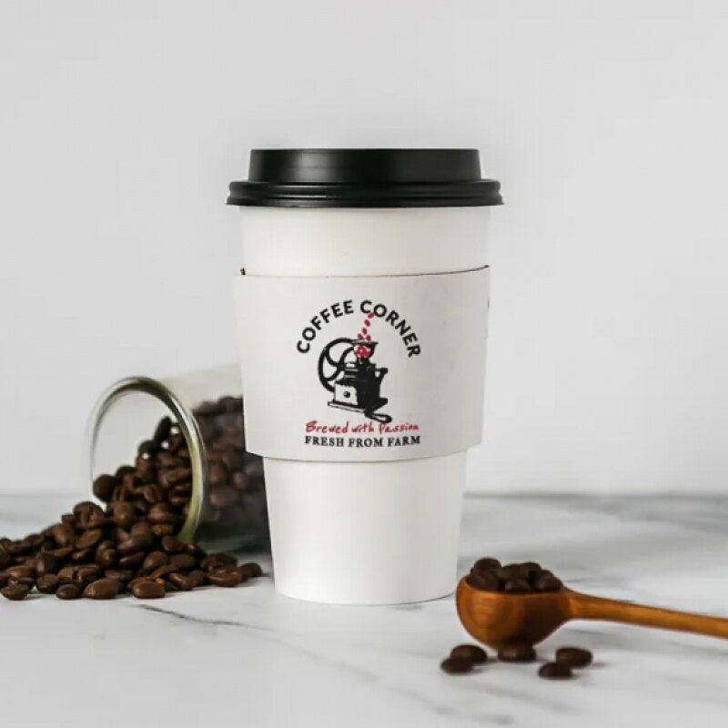 Prodotto su misura manicotto per tazza di caffè in carta da asporto personalizzato biodegradabile ecologico all'ingrosso