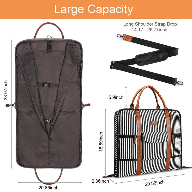 Carry Op Kledingstuk Tas Voor Zakelijke Reizen S-ZONE Canvas Lederen Mannen Pak Cover