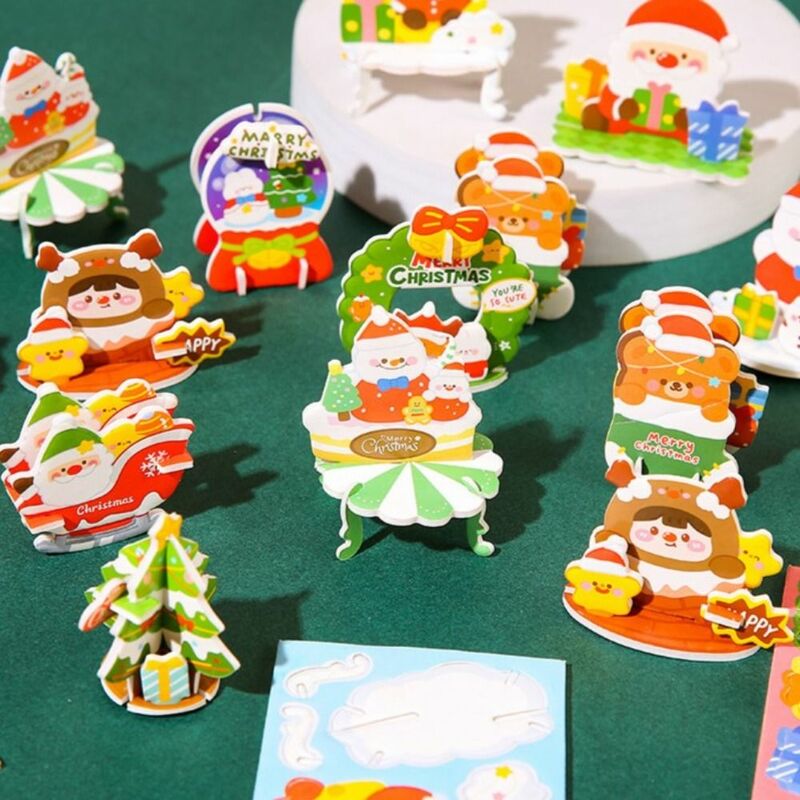 Santa Claus Christmas 3D Puzzle Snowman Christmas Tree Kids Xmas Arts Puzzle Safety Random style DIY Mini Christmas Tree Adult