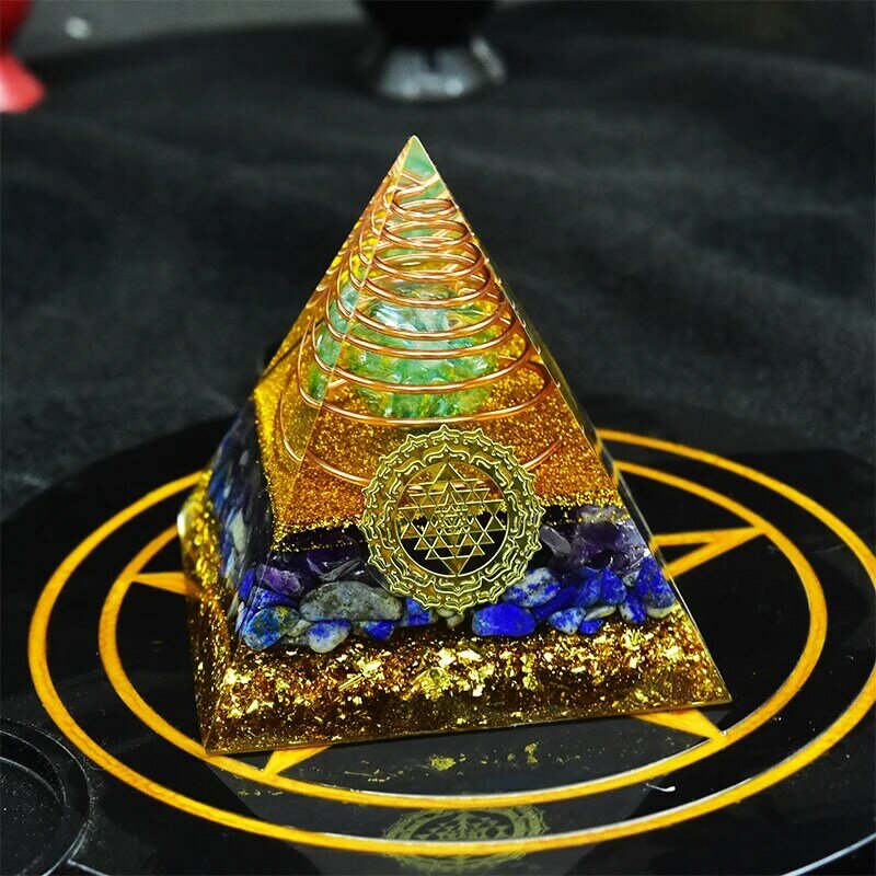 Piramida energii Orgone przynosi bogactwo i szczęście lazuryt i miedź ochrona EMF orgonit piramida do medytacji uzdrawianie