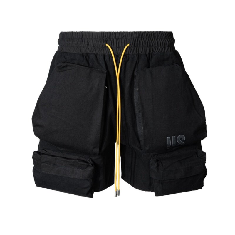 Shorts de carga tático multi bolso masculino, com cordão na rua alta, estilo militar, calças techwear, verão, Y2K, 2022