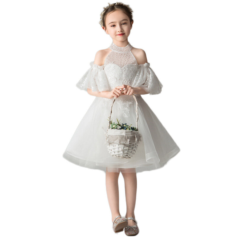 فستان سهرة أبيض للأطفال ، فستان أميرة ، صبي زهور ، عيد ميلاد ، عرض مشي ، موضة جديدة ، الربيع ، أداء