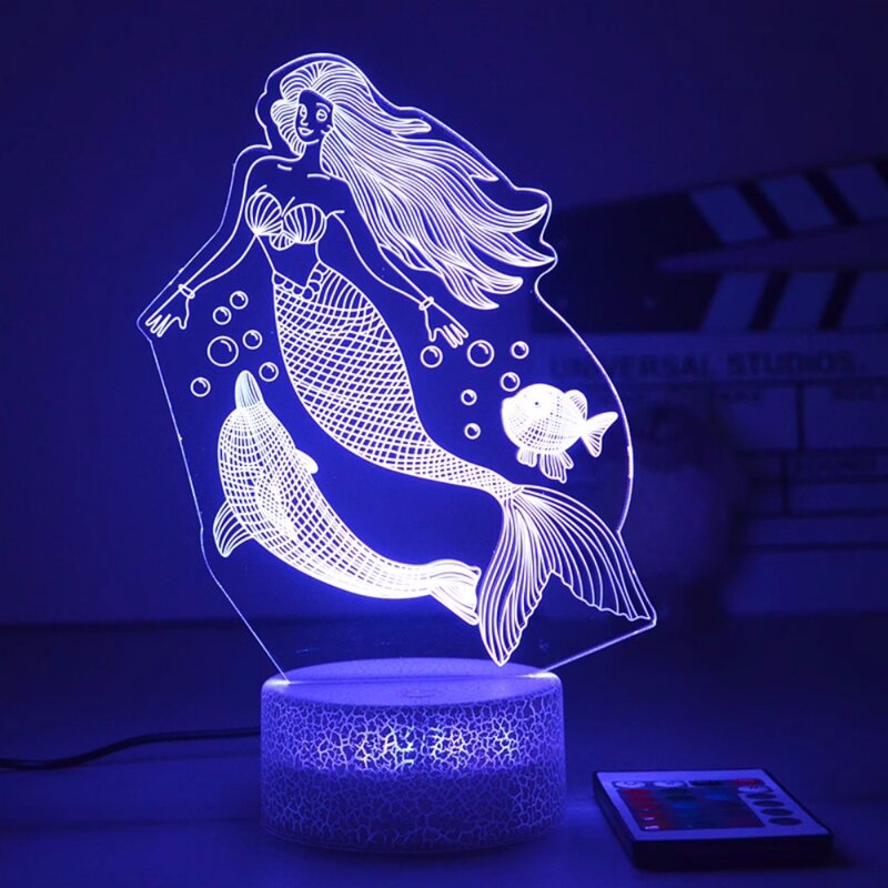 Princess Series 3D Night Light 16 colori lampada da notte che cambia colore luce a LED dimmerabile con telecomando Princess Toy regalo per bambini