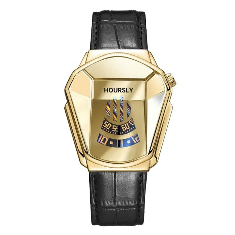 Relógio de quartzo masculino de forma irregular luxo, relógio inoxidável impermeável banda, relógio de moda