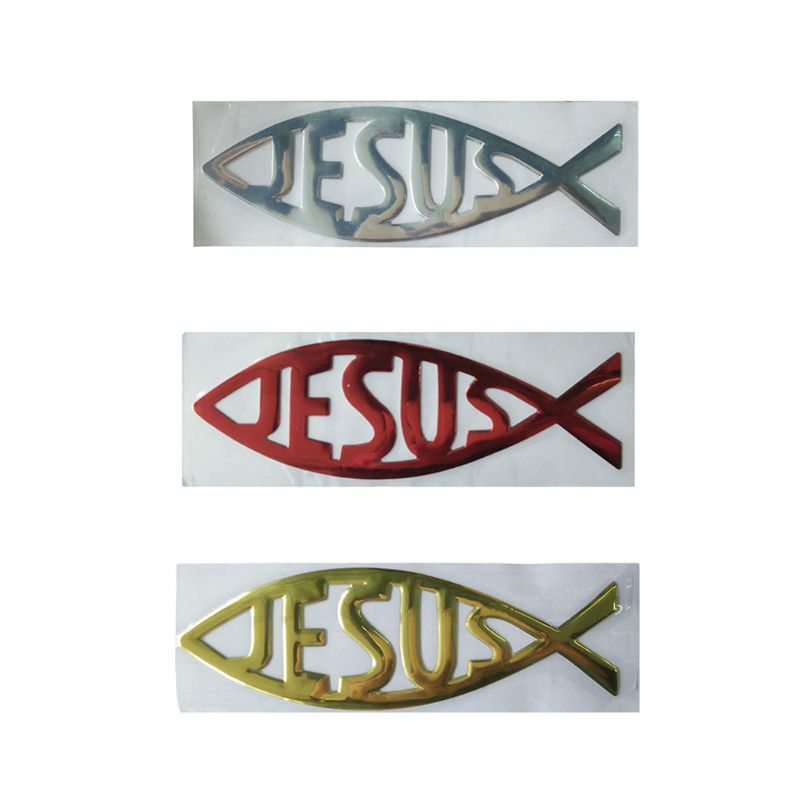 Jezus Ryba 3D Naklejki Samochodowe Emblemat Odznaka Wodoodporna Naklejka Christian Kalkomania Naklejka