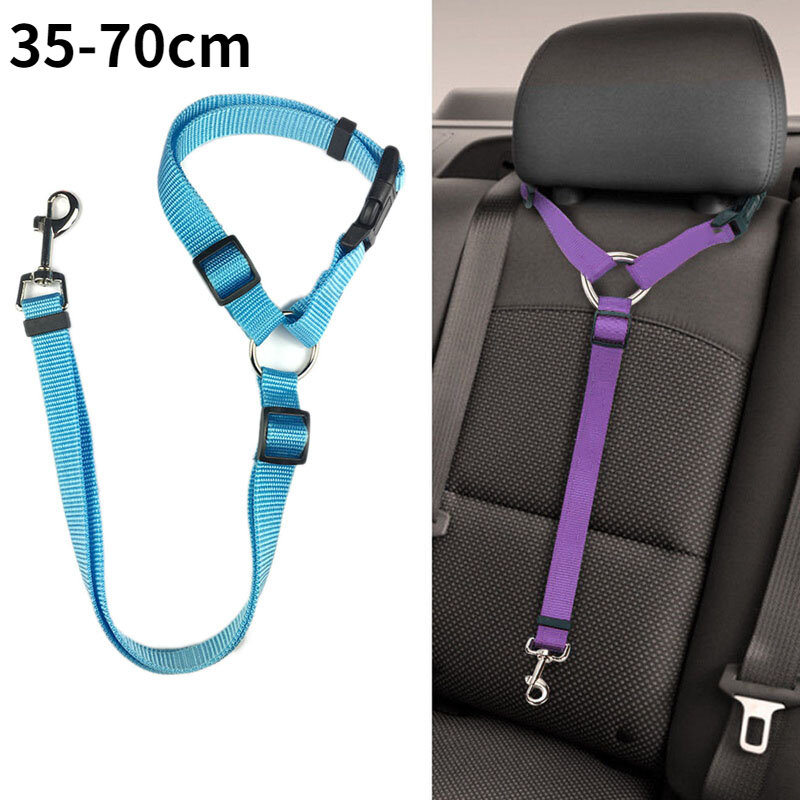 Cinturón de seguridad con cuerda de nailon para perros, arnés ajustable de Color sólido para pasear en el coche, accesorios para mascotas