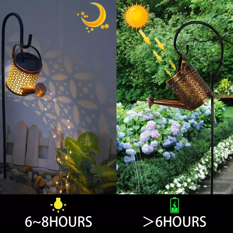 تعمل بالطاقة الشمسية سقي يمكن الرش الجنية دش مقاوم للماء الفن LED ضوء فانوس في الهواء الطلق في الحديقة فناء حديقة الديكور مصباح