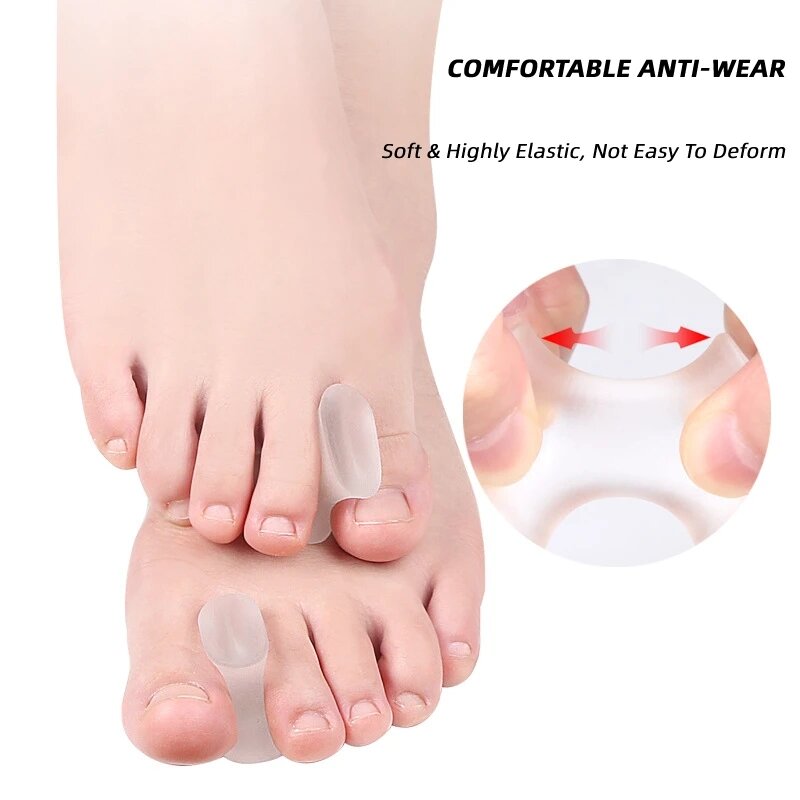 6Pcs=3Pairs Toe Splitter Gel Fingers Separator Corrector Straightener Soft Silicone Protector Spacer Foot Care Tool Pedicure