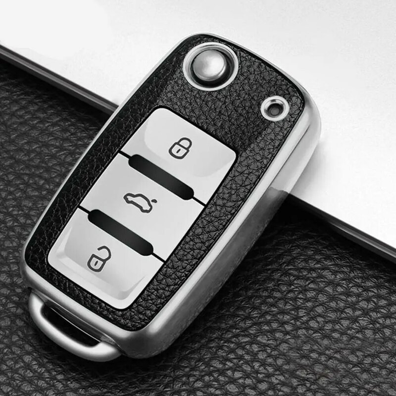 Кожаный чехол для автомобильного ключа из ТПУ для Volkswagen, VW Bora Polo, Tiguan, Jetta, Passat B5, B6, B7, Golf Beetle, Skoda Octavia