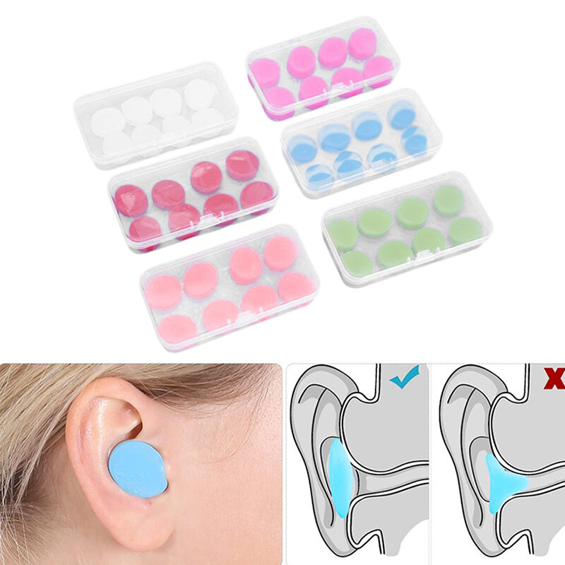 Tapones de silicona blanda para los oídos, tapones para los oídos de 8 piezas, anticancelación de ruido, aislamiento acústico, protección para dormir, reutilizables