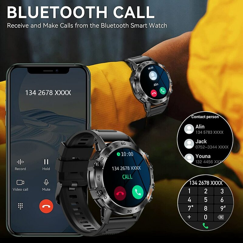 MELANDA Steel 1.39 "Bluetooth Call Smart Watch Men Sports Fitness Tracker orologi IP67 Smartwatch impermeabile per Android IOS K52