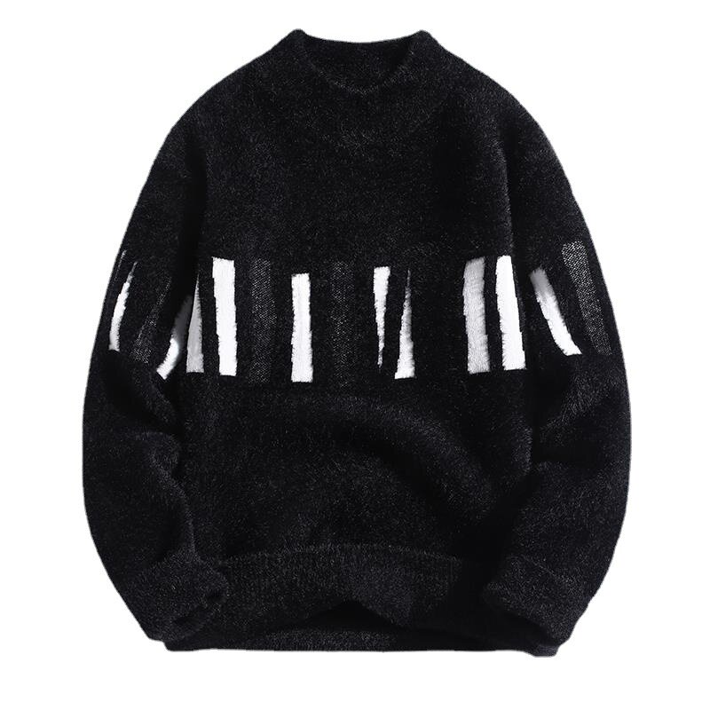 남성용 줄무늬 스웨터, 양모 풀오버, 두꺼운 스웨터, 가을, 겨울, 신상, S-3XL 사이즈