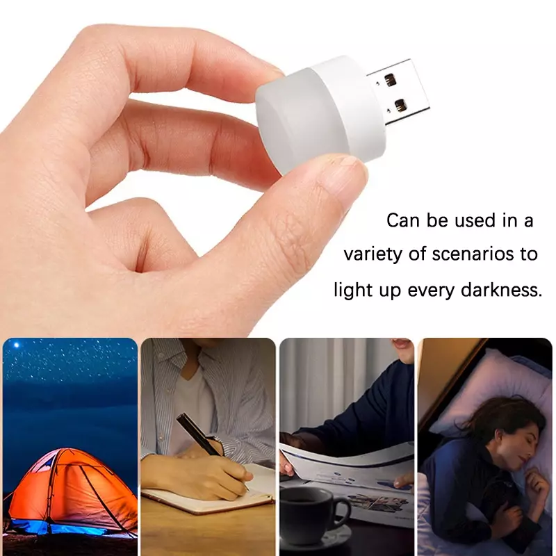 Minilámpara de noche LED con enchufe USB, luz de noche con protección ocular, regalo festivo, carga USB, pequeña, redonda, para libros, dormitorio, 1/3/5 piezas