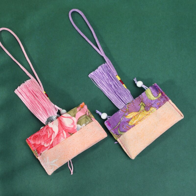 Moda kwiatowa dekoracja ozdoby samochodowe sypialni antyczna chińska saszetka ozdoba do torby portmonetka torba z haftem