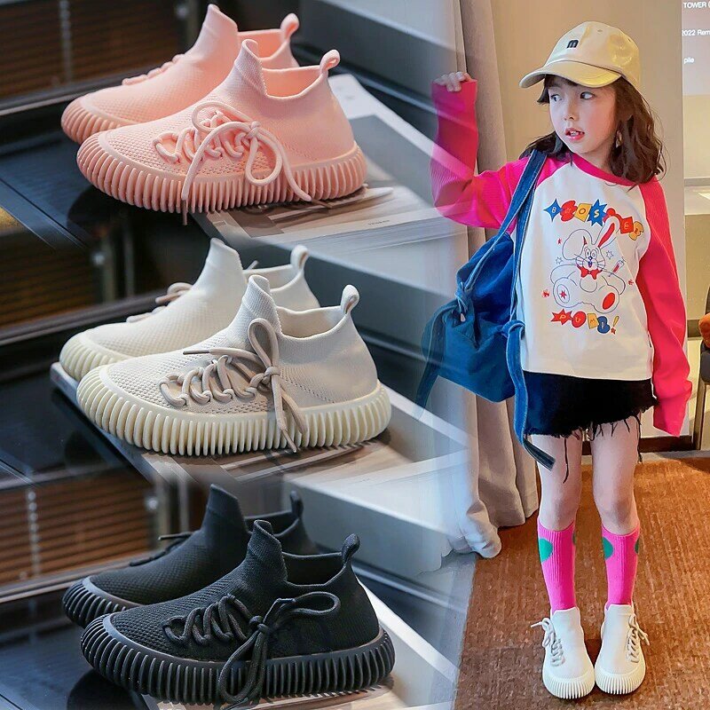 Sepatu Olahraga Anak-anak 2023 Sneakers Kelapa Sejuk Rajut Bayi Anak-anak untuk Anak Perempuan Anak Laki-laki Sepatu Kasual Bersol Lembut