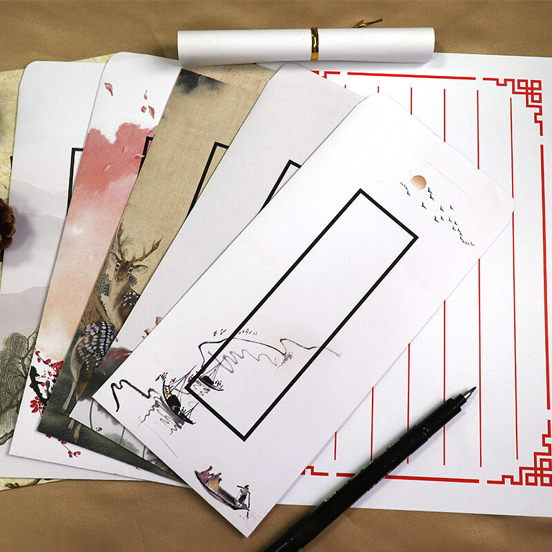 Estilo chinês retro kraft envelope, convite, escrita, carta de amor, dia dos namorados, 6 unidades por pacote
