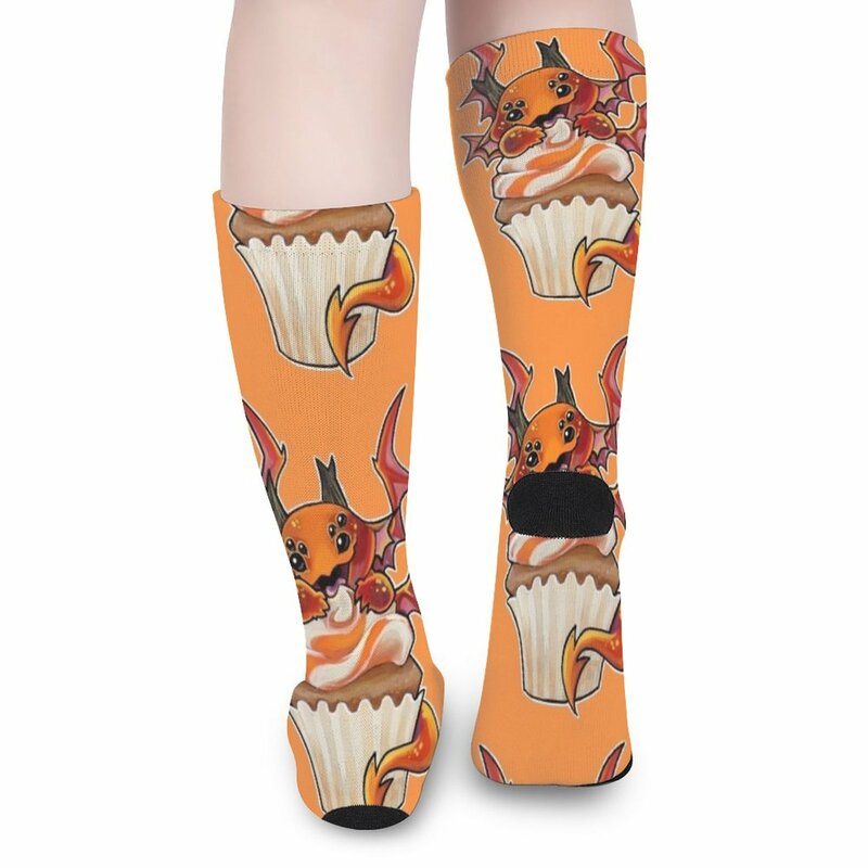 オレンジクリームカップケーキドラゴンソックス冬の靴下男性の冬の靴下の必需品