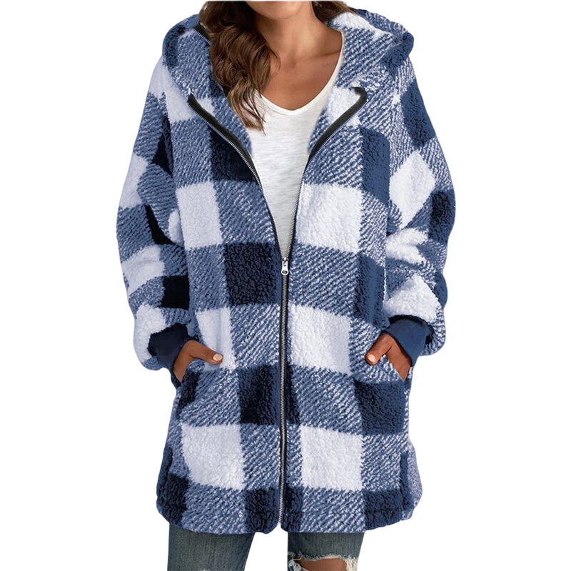 Mantel Hoodie wanita, ukuran besar, kain lembut nyaman, cocok untuk belanja