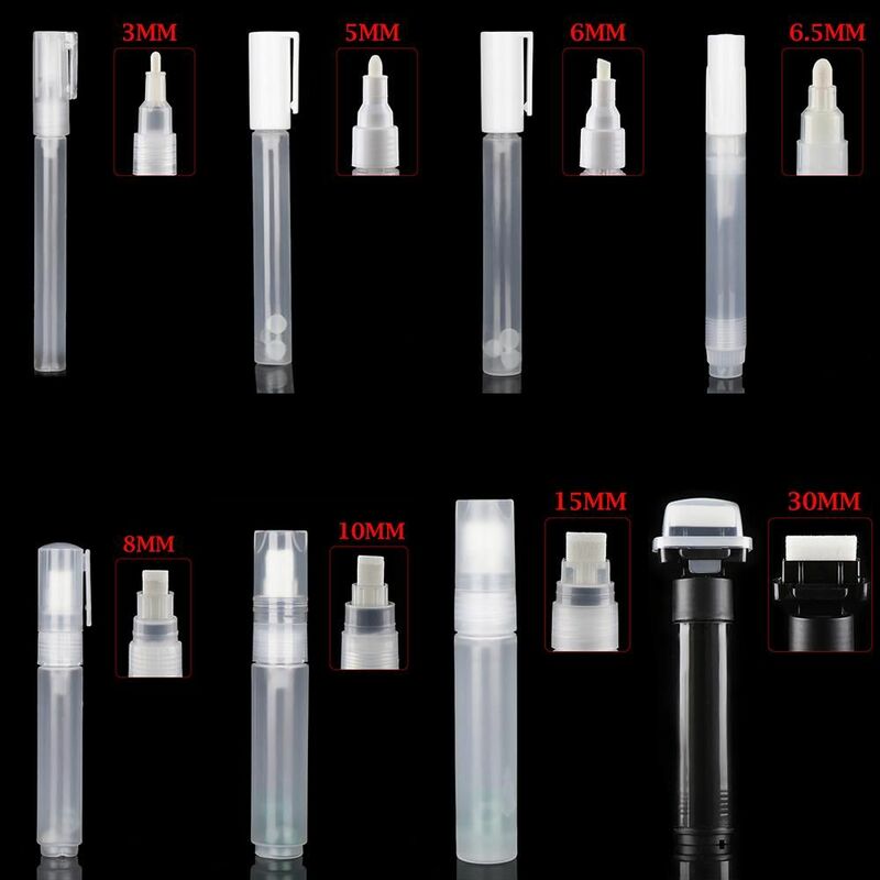Accesorios para bolígrafos de pintura, bolígrafo de Graffiti de 3mm, 5mm, 6,5mm, 8mm, 10mm, varilla vacía, marcador de tiza líquida de plástico