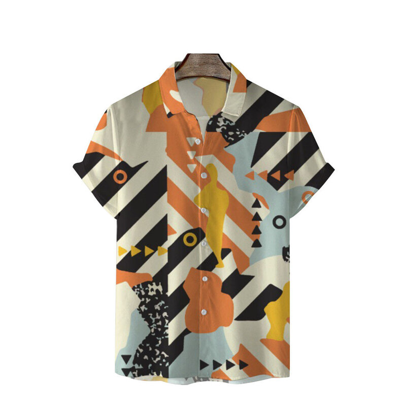 Новая летняя мужская Повседневная модная рубашка большого размера с 3D Цифровым принтом и коротким рукавом