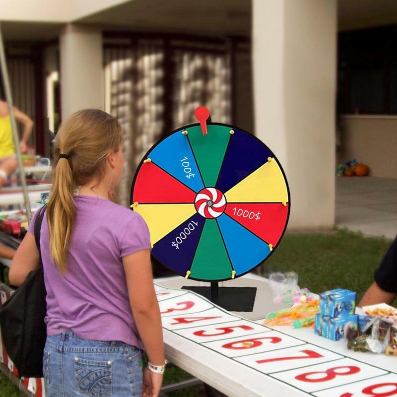 Giradischi per attività della lotteria da 11.8 pollici Draw Spining Prize Lucky Wheel Of Fortune Game Color Dry Erase Roulette Wheel con supporto