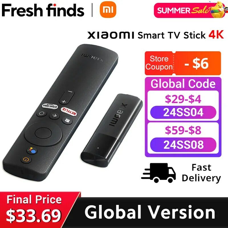 Xiaomi-Dongle TV Mi Stick, Android 11, BTpig, 4K, Streaming multimédia portable, multilingue, version globale, première mondiale