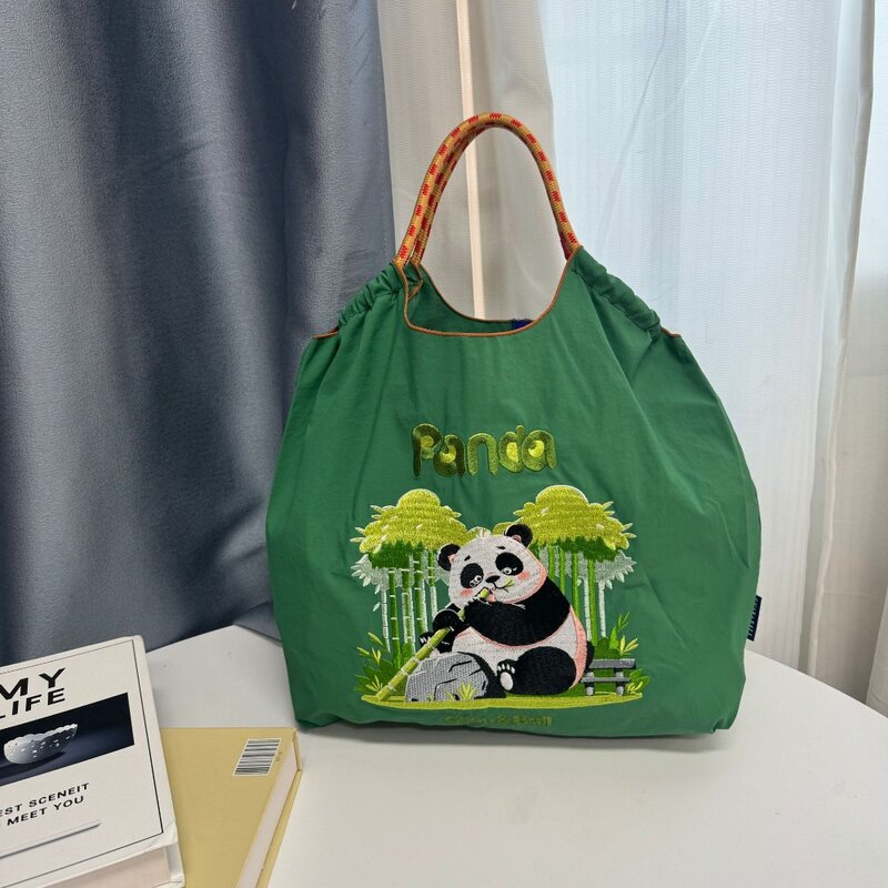 Große Kapazität Leinwand Tasche Mode Stickerei Öko Tasche Umhängetasche Designer Shopper Handtasche