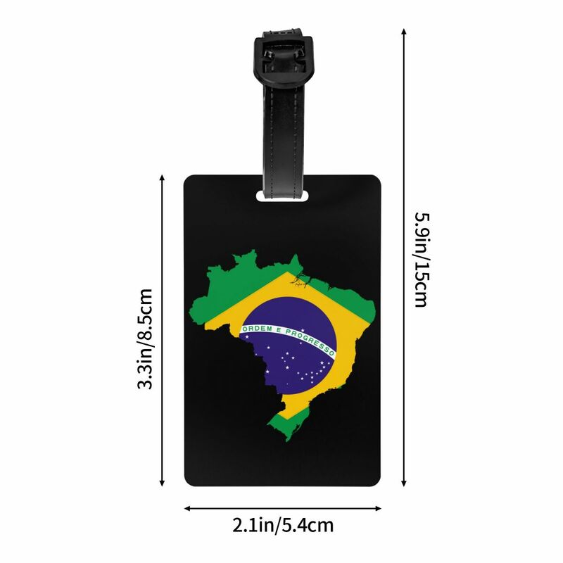 Etichette per bagagli con bandiera della mappa del brasile per etichetta d'identità della copertura della Privacy patriottica brasiliana della valigia da viaggio