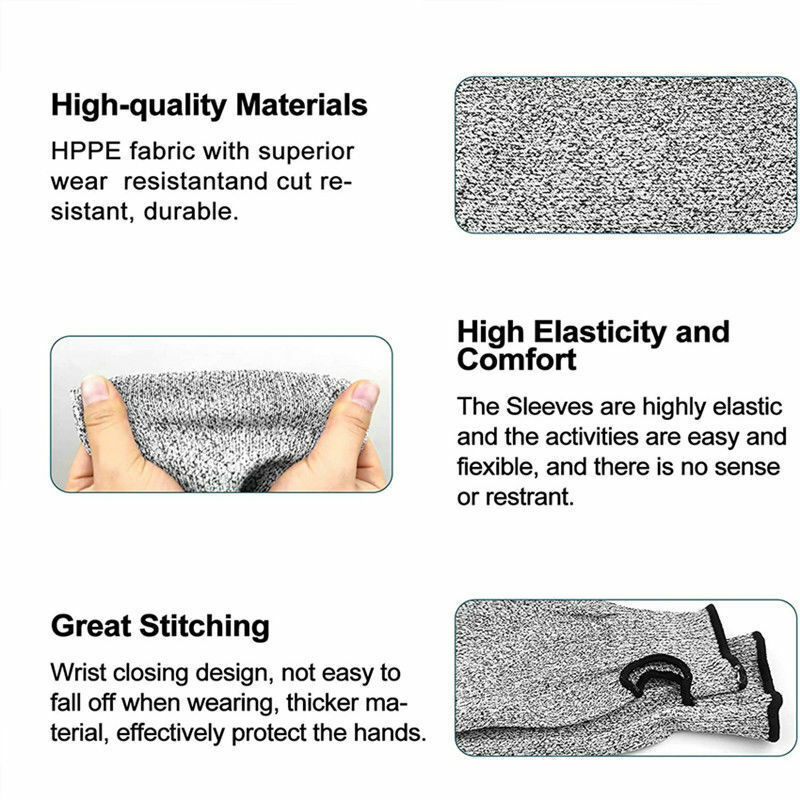 1Pcs Level 5 Safety Sleeves Anti Cut Arm Puncture Gloves Cutting Resistant Bracers Protector Household Breathable Guard Gloves