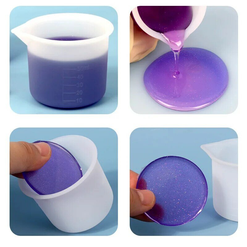 Pour แยกถ้วยซิลิโคน Epoxy Mix สำหรับเทถ้วย DIY Alat Resin เรซิ่นอีพ็อกซี่สีอะคริลิคแม่พิมพ์เรซินเครื่องประดับเครื่องมือ