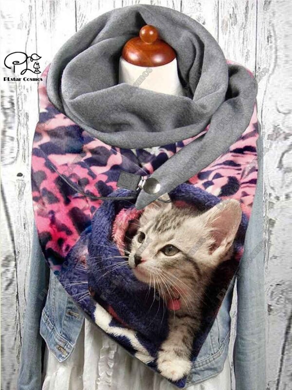 PLstar Cosmos 3D печать животных серии милый забавный кот узор Печатный теплый шаль шарф весенний зимний большой треугольный шарф
