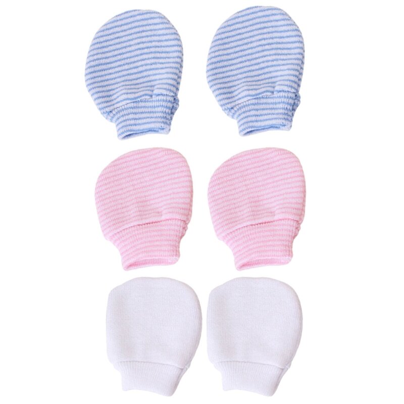 3 пары/комплект перчаток для рук против поедания для новорожденных, простые милые вязаные перчатки с защитой от захвата
