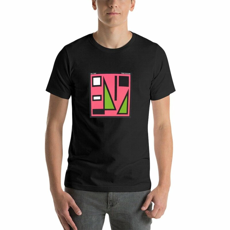 Split Enz - True Colours Album Cover T-shirt para Homens, Camisetas Pretas, Casual e Elegante, Novo