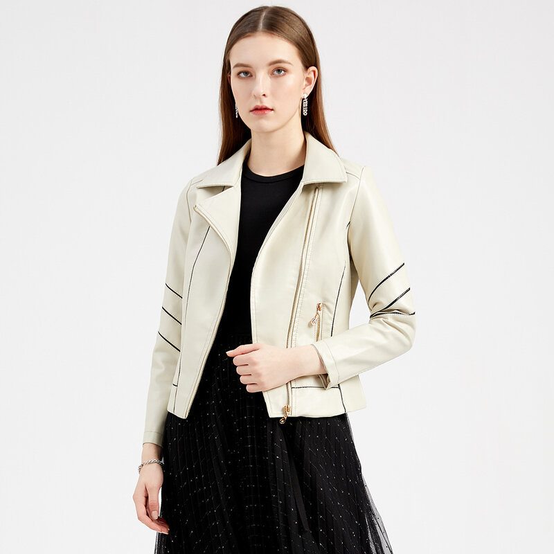 女性のための薄い合成皮革のジャケット,オートバイの服,ショートコート,春と秋の新しいスタイル,2022